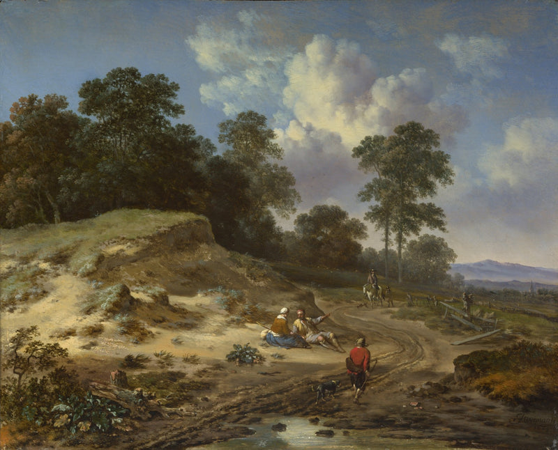 Landscape Oil Painting - Countryside Path with Figures - Oil Painting Haven