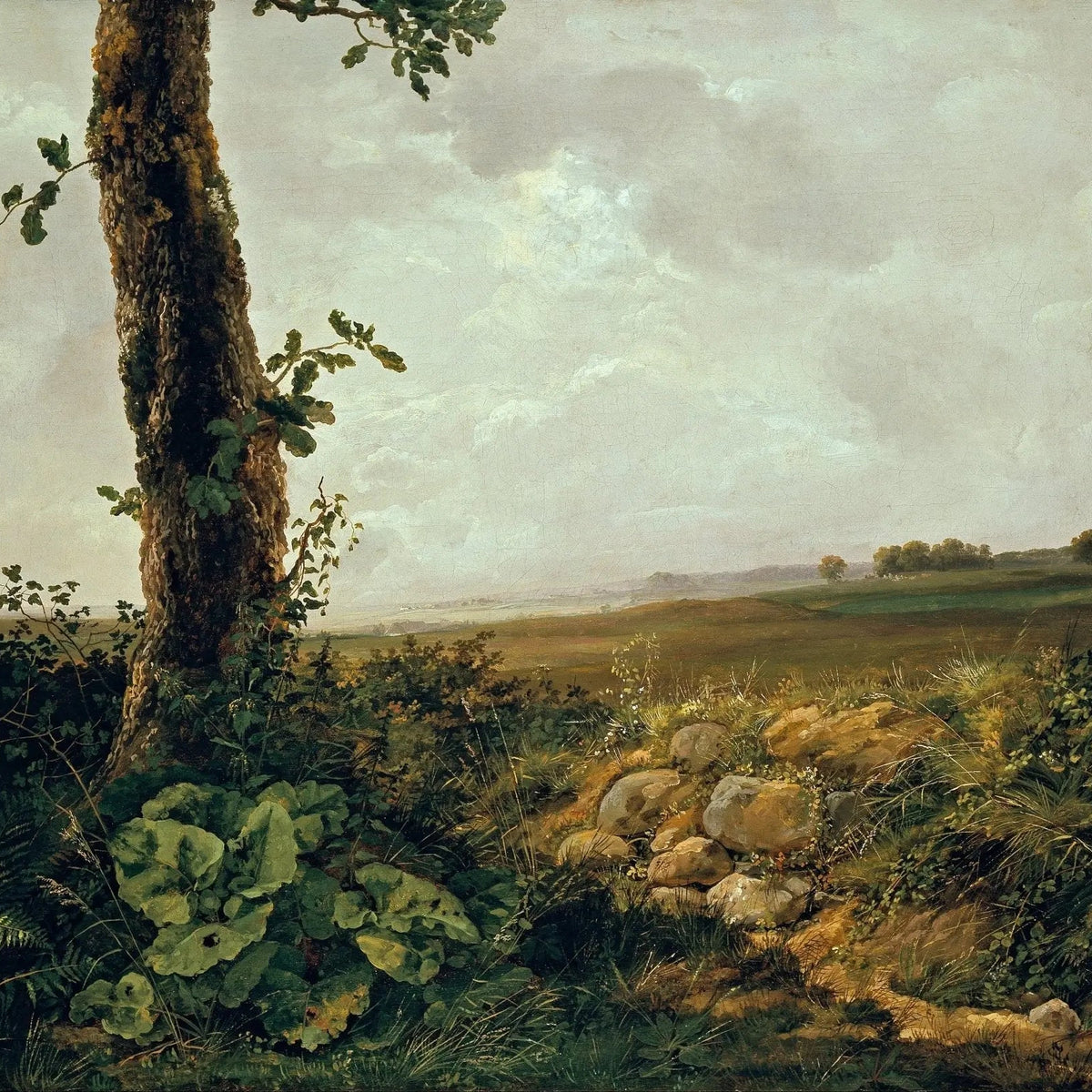 Landscape Oil Painting - Countryside Scene with Tree and Rolling Hills - Oil Painting Haven