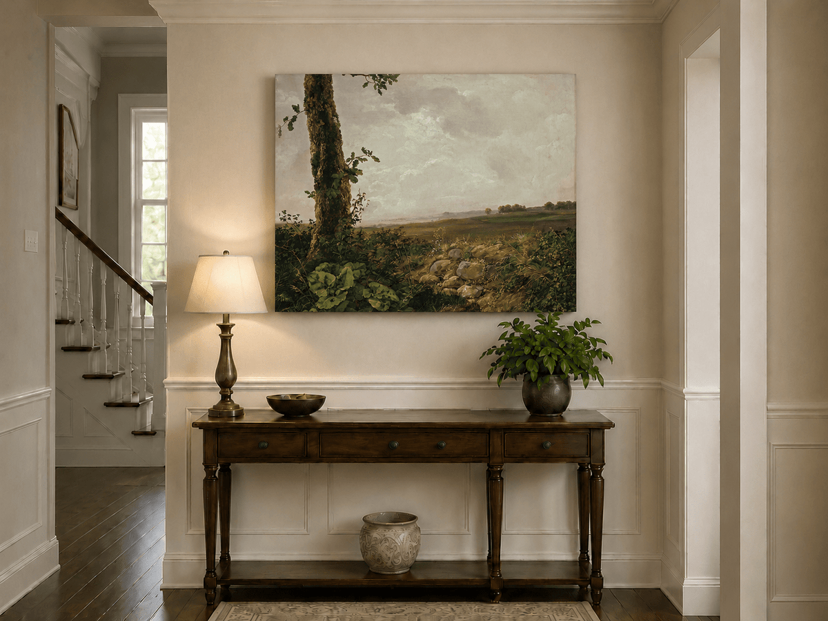 Rolling hills landscape painting shown as decorative oil wall art.