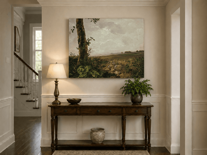 Rolling hills landscape painting shown as decorative oil wall art.