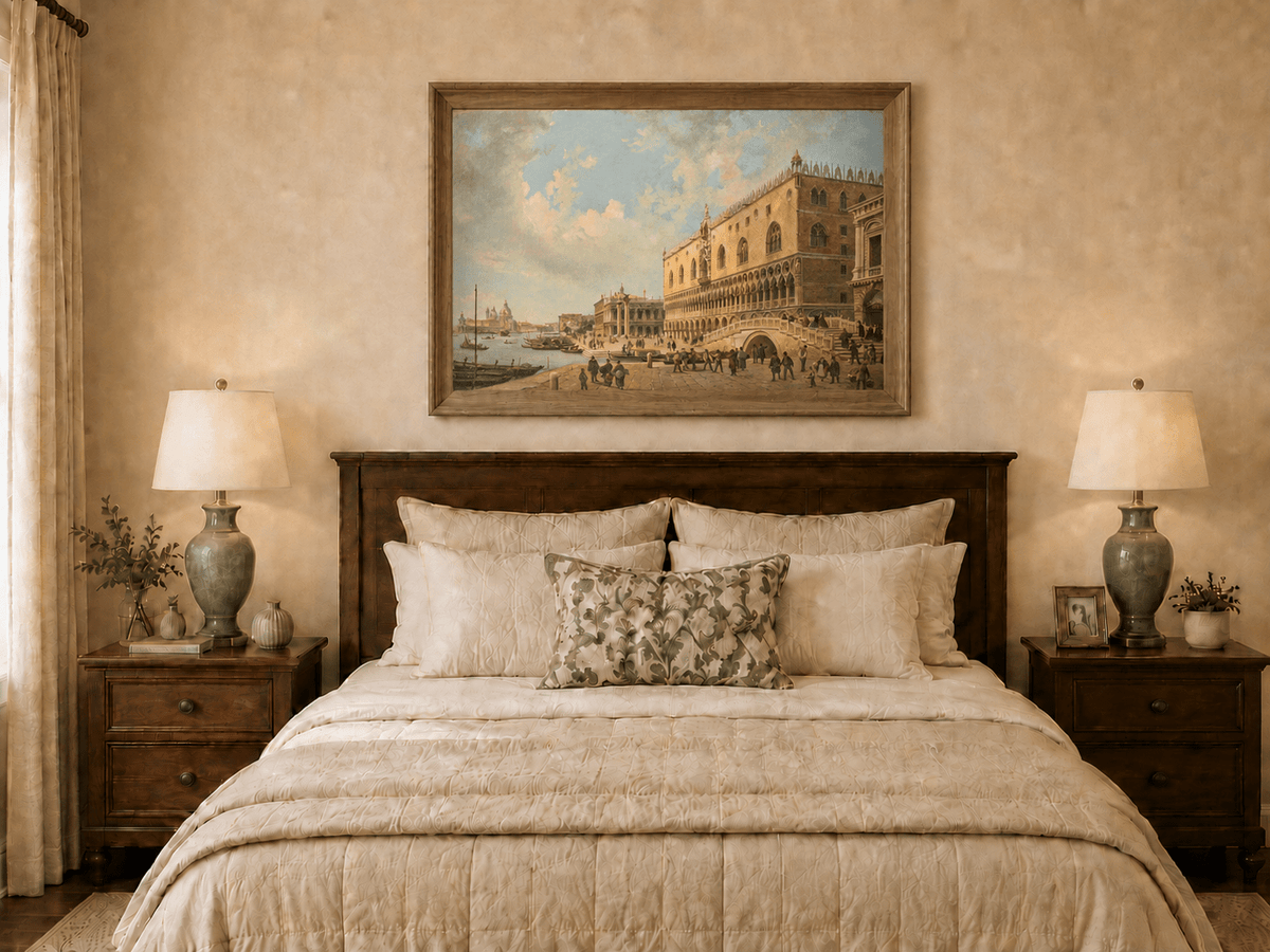 Landscape Oil Painting - Doge's Palace and Venice Waterfront View
