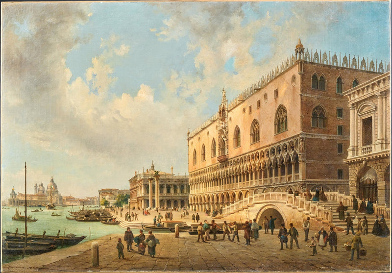Landscape Oil Painting - Doge's Palace and Venice Waterfront View - Oil Painting Haven