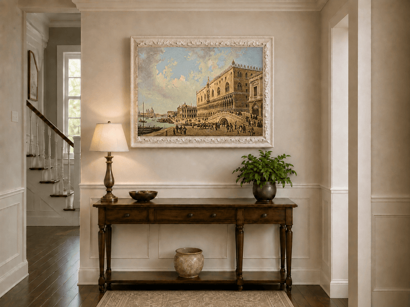 Landscape Oil Painting - Doge's Palace and Venice Waterfront View