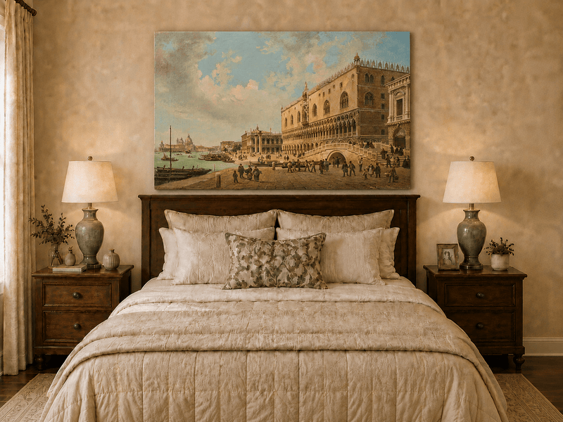 Landscape Oil Painting - Doge's Palace and Venice Waterfront View