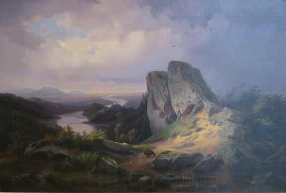 Landscape Oil Painting - Dramatic River Valley under Storm Light - Oil Painting Haven