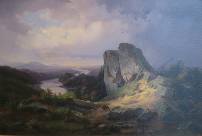 Landscape Oil Painting - Dramatic River Valley under Storm Light - Oil Painting Haven