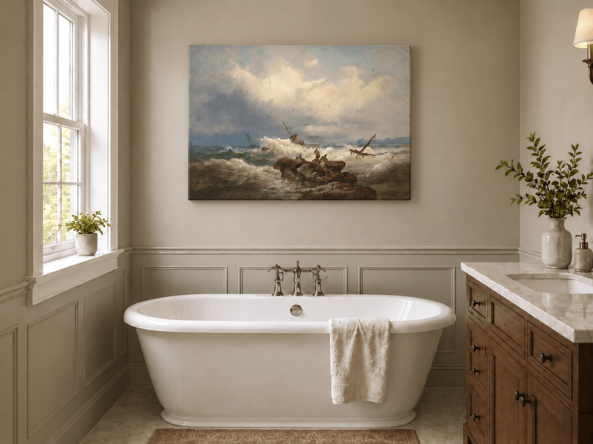 Landscape Oil Painting - Dramatic Seascape, Storm Waves