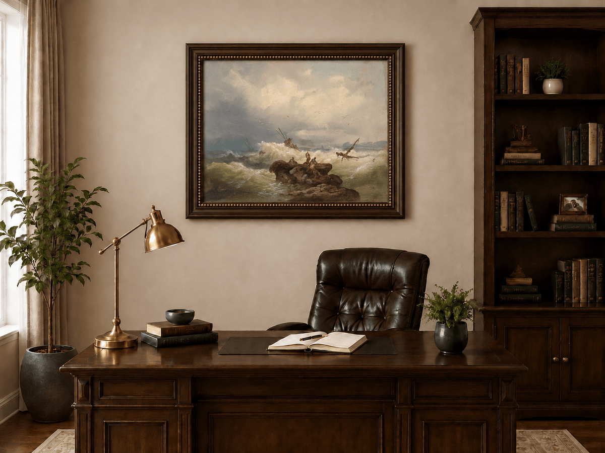 Landscape Oil Painting - Dramatic Seascape, Storm Waves