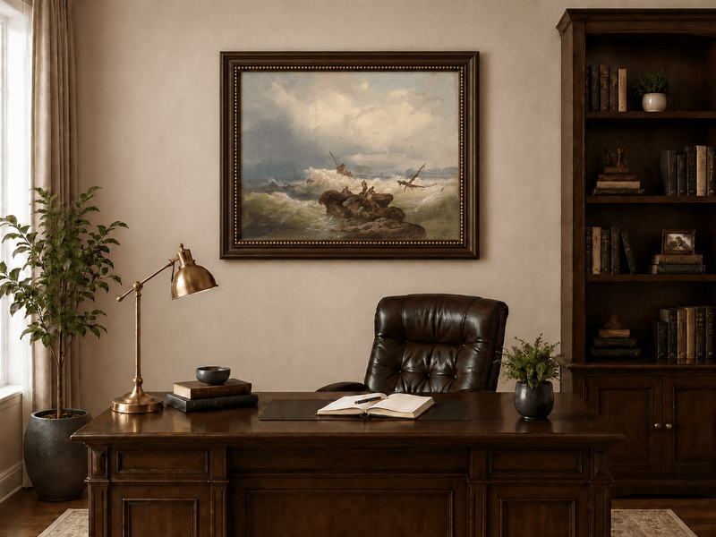 Landscape Oil Painting - Dramatic Seascape, Storm Waves