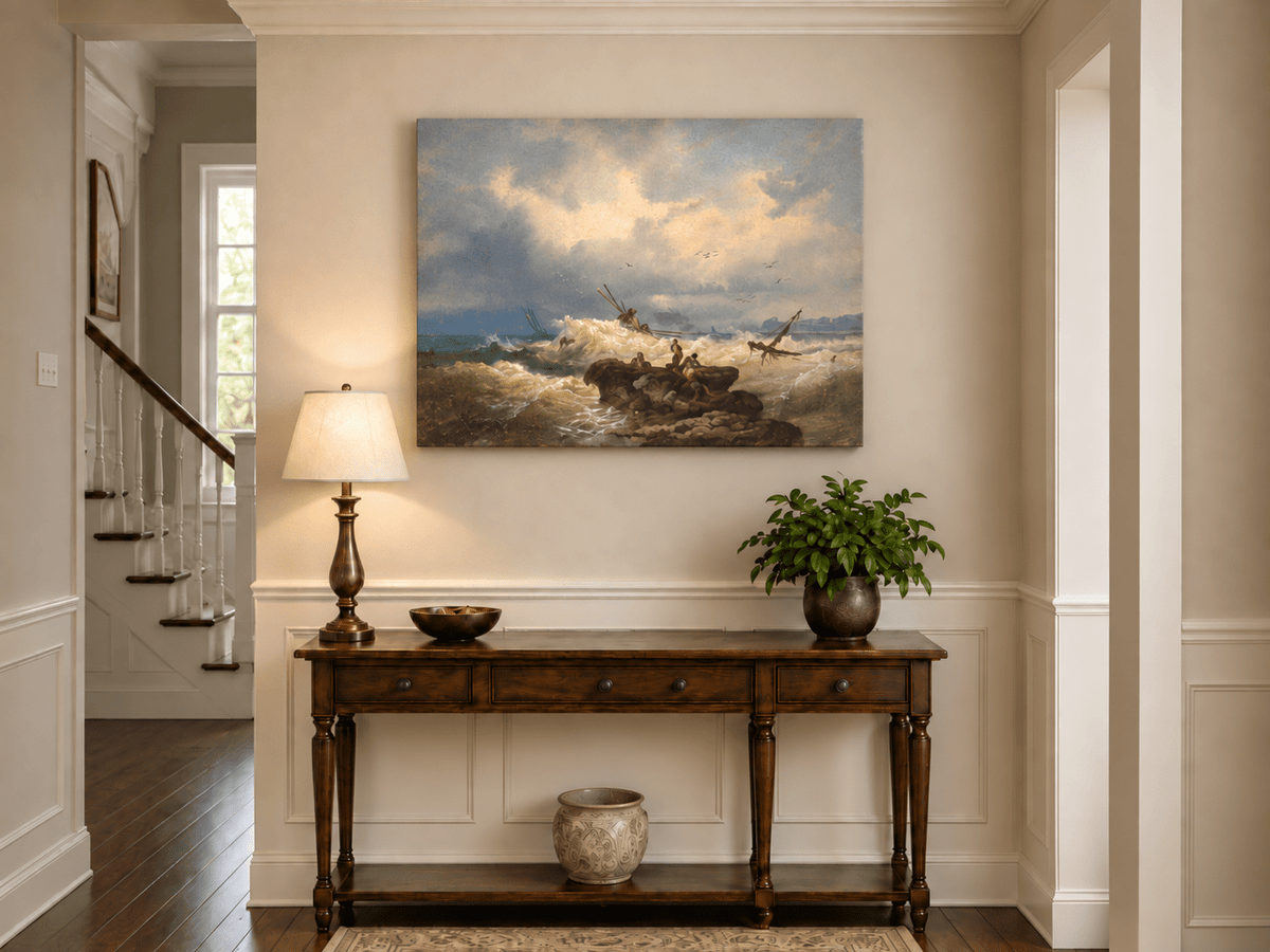 Landscape Oil Painting - Dramatic Seascape, Storm Waves