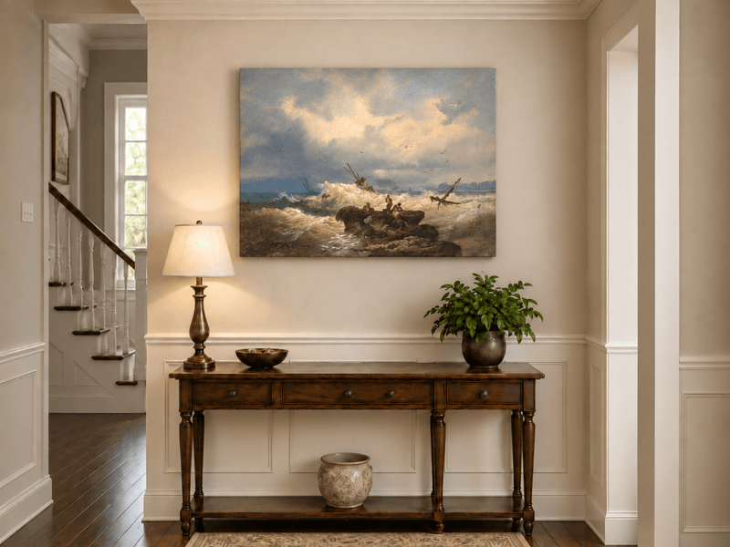 Landscape Oil Painting - Dramatic Seascape, Storm Waves