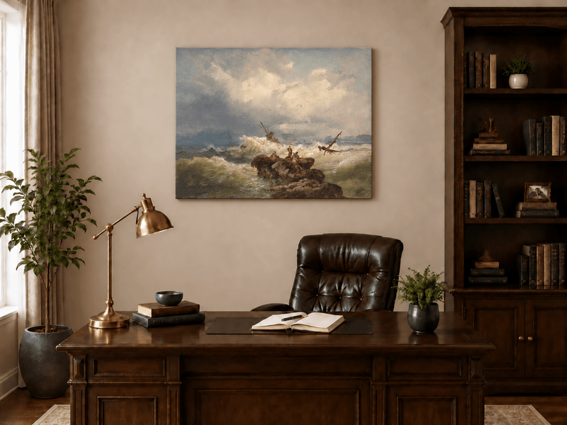 Landscape Oil Painting - Dramatic Seascape, Storm Waves