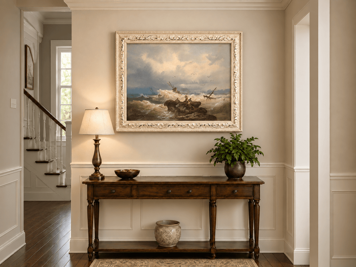 Landscape Oil Painting - Dramatic Seascape, Storm Waves