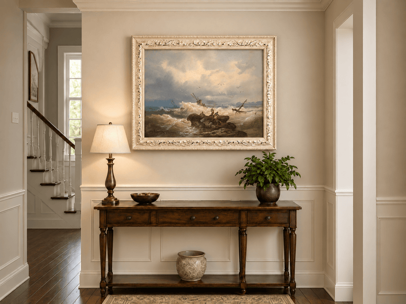 Landscape Oil Painting - Dramatic Seascape, Storm Waves