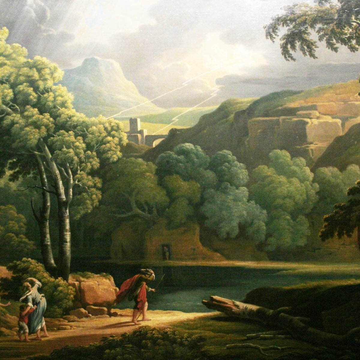 Landscape Oil Painting - Dramatic Valley with Figures and Light - Oil Painting Haven