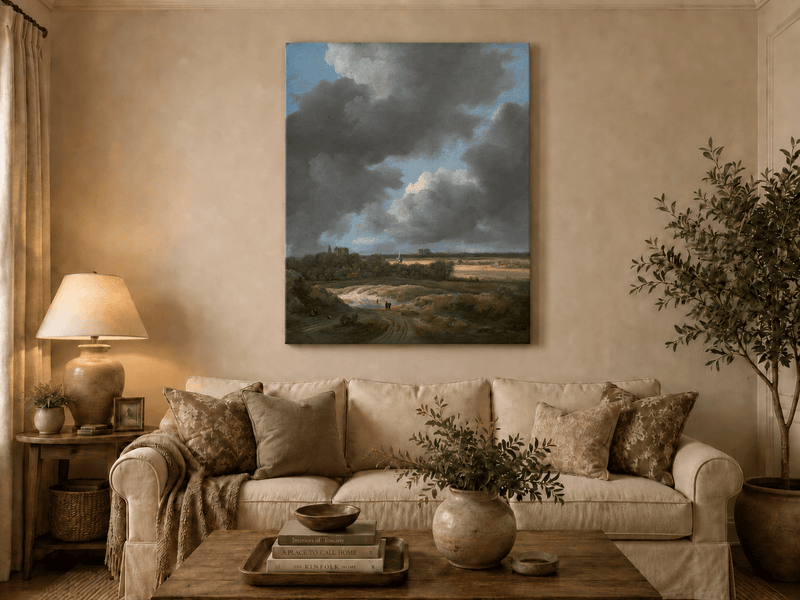 Landscape Oil Painting - Dutch Countryside Cloudy Sky
