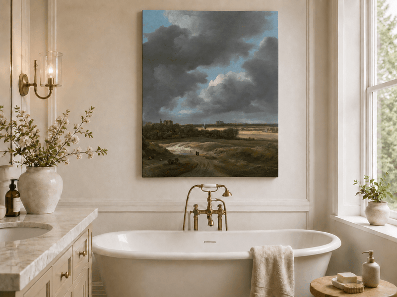 Landscape Oil Painting - Dutch Countryside Cloudy Sky