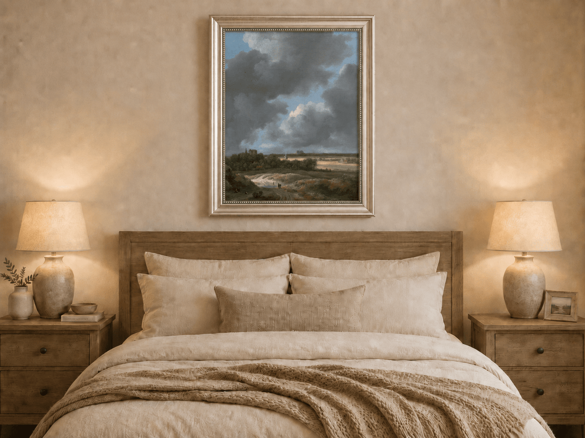 Landscape Oil Painting - Dutch Countryside Cloudy Sky