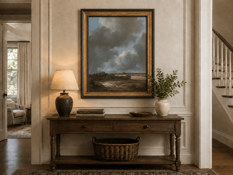 Landscape Oil Painting - Dutch Countryside Cloudy Sky