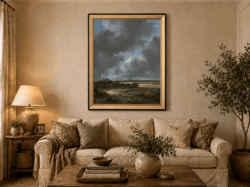 Landscape Oil Painting - Dutch Countryside Cloudy Sky