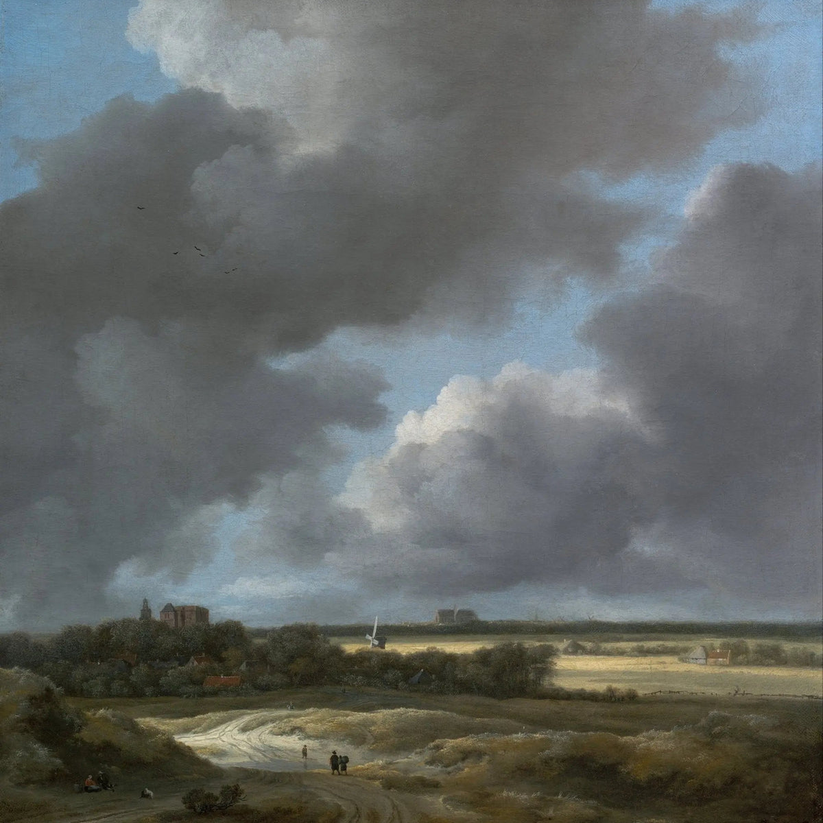 Landscape Oil Painting - Dutch Countryside with Cloudy Sky Wall Art - Oil Painting Haven