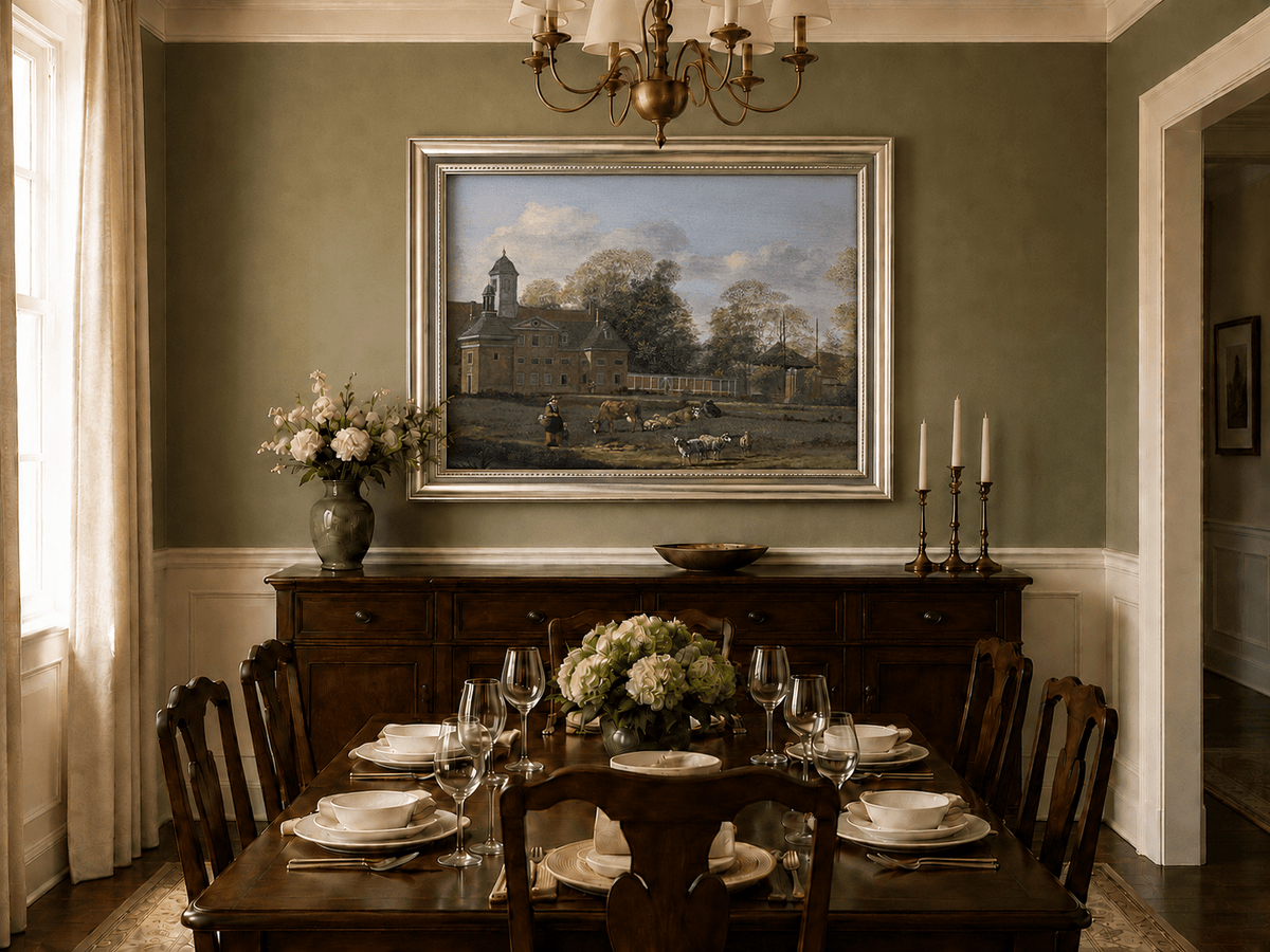 Landscape Oil Painting - Dutch Estate with Grazing Cattle