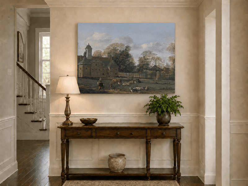 Landscape Oil Painting - Dutch Estate with Grazing Cattle