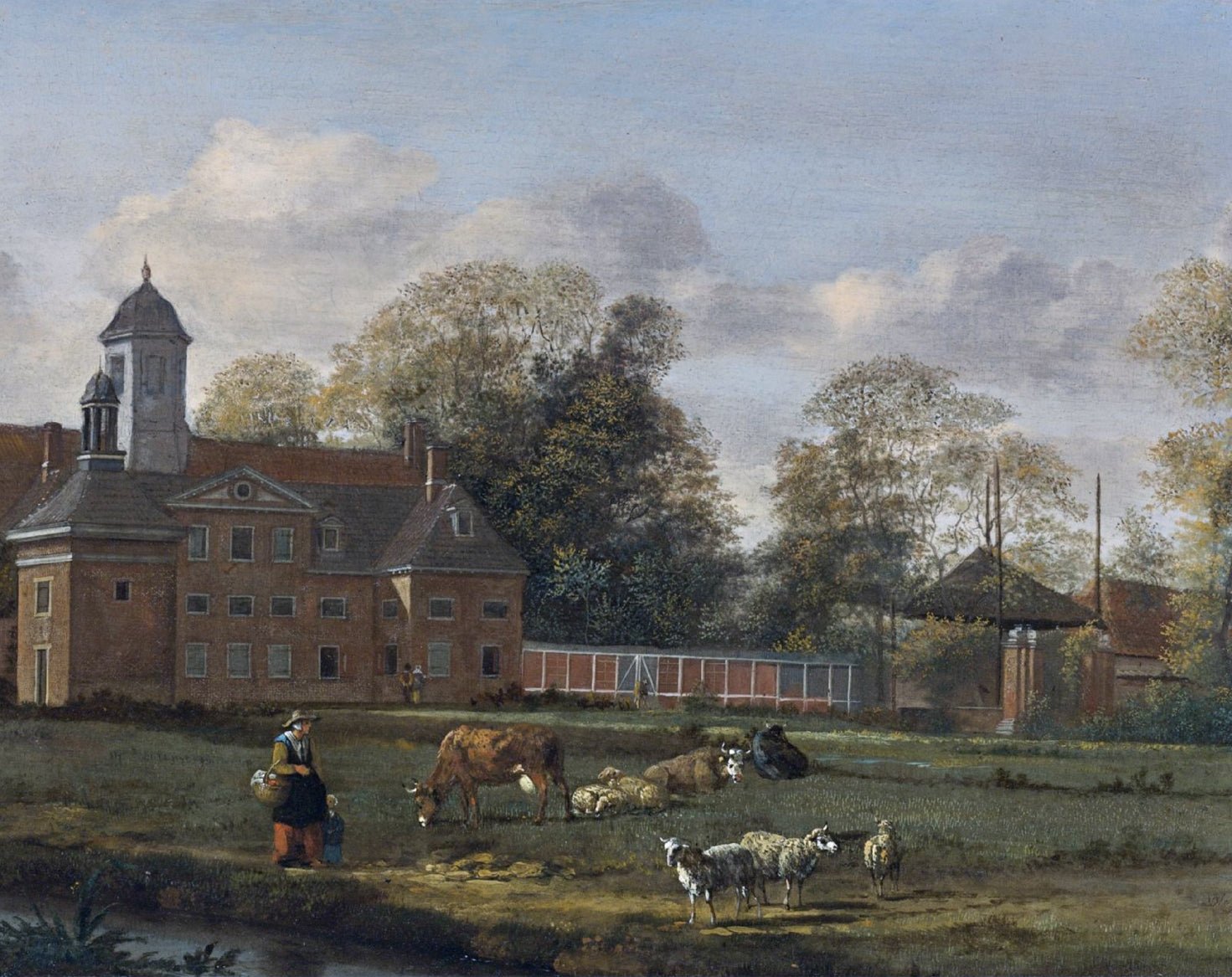 Landscape Oil Painting - Dutch Estate with Grazing Cattle - Oil Painting Haven