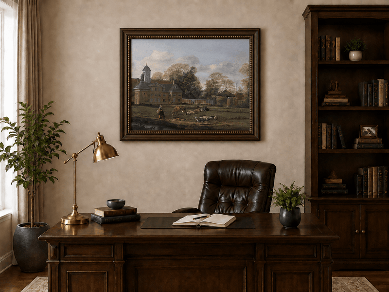 Landscape Oil Painting - Dutch Estate with Grazing Cattle