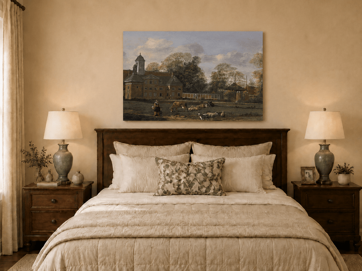 Landscape Oil Painting - Dutch Estate with Grazing Cattle