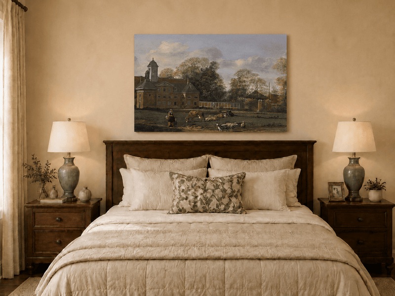 Landscape Oil Painting - Dutch Estate with Grazing Cattle