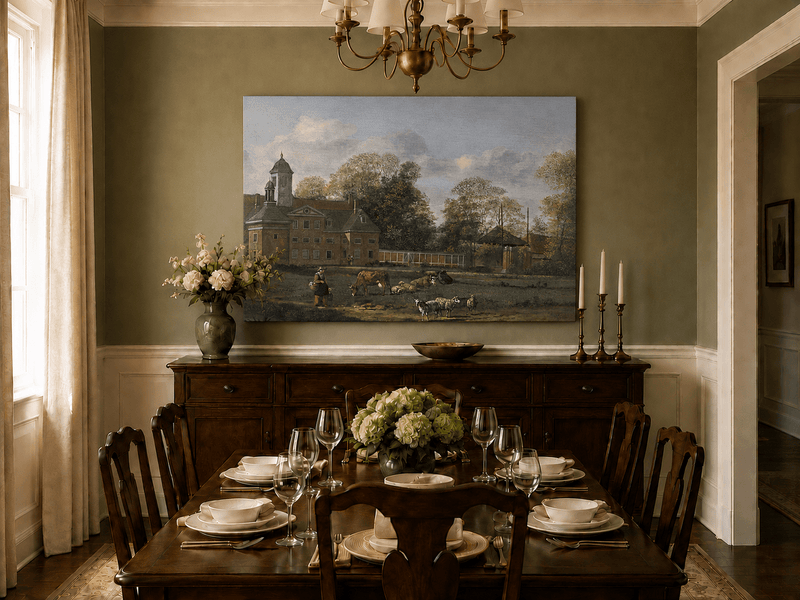 Landscape Oil Painting - Dutch Estate with Grazing Cattle