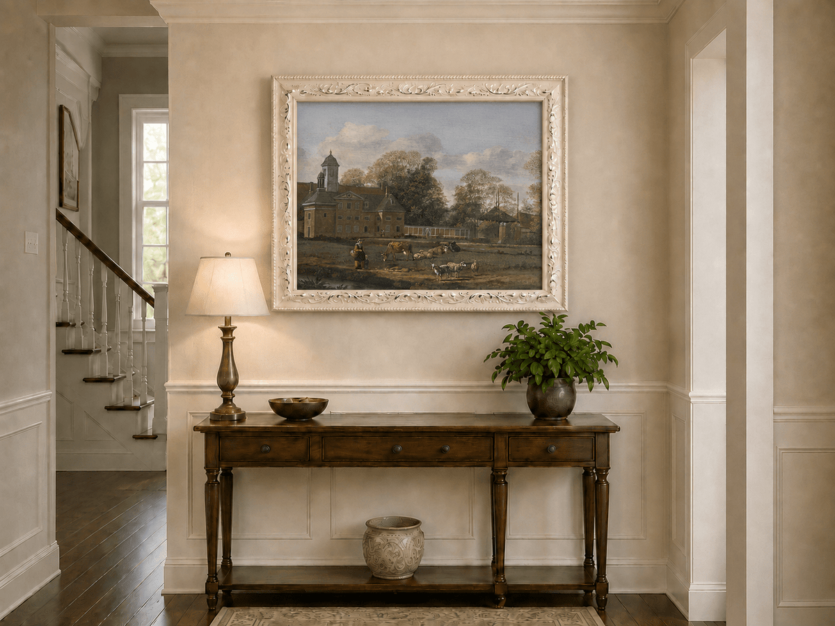 Landscape Oil Painting - Dutch Estate with Grazing Cattle