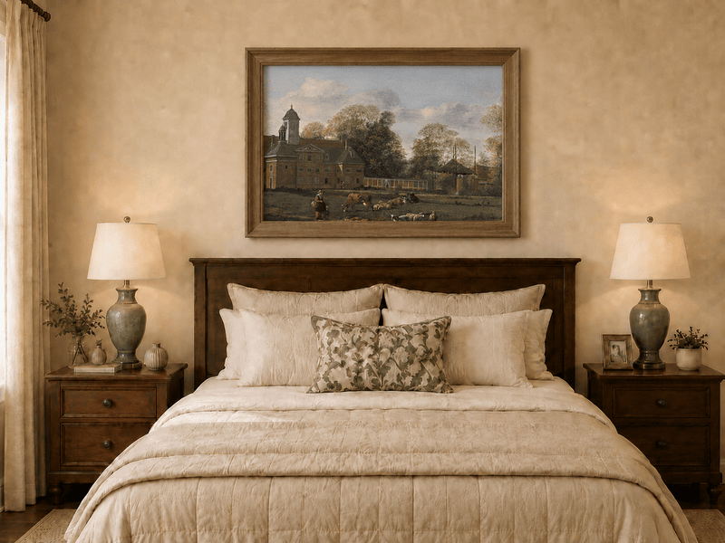 Landscape Oil Painting - Dutch Estate with Grazing Cattle