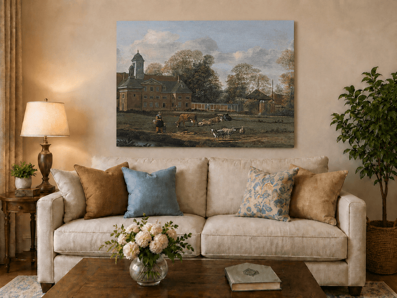 Landscape Oil Painting - Dutch Estate with Grazing Cattle