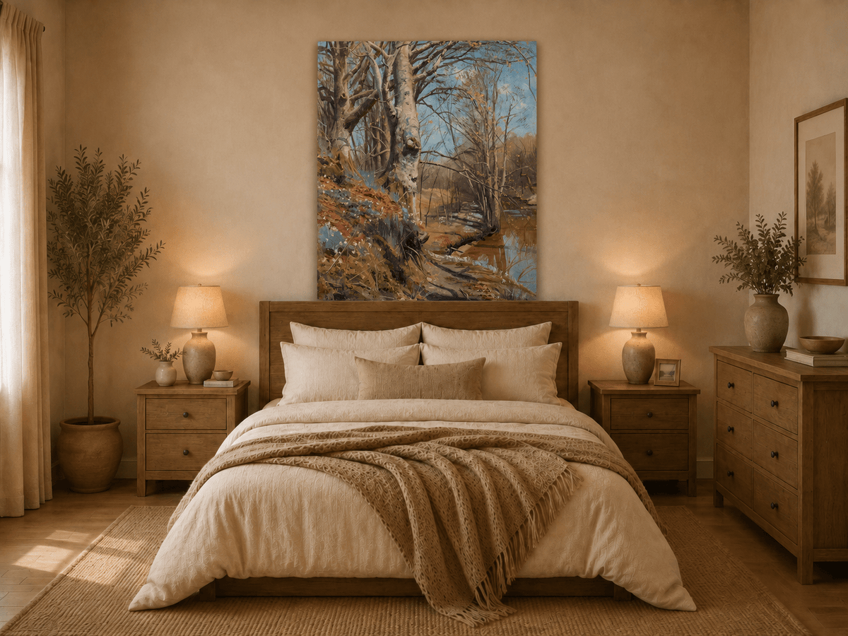 Landscape Oil Painting - Early Spring Woodland Stream
