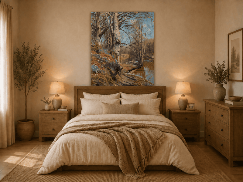 Landscape Oil Painting - Early Spring Woodland Stream