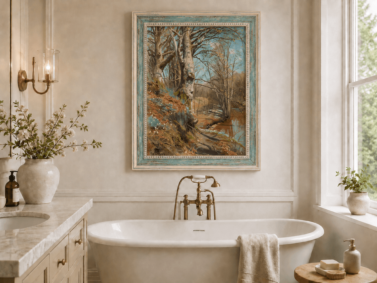 Landscape Oil Painting - Early Spring Woodland Stream