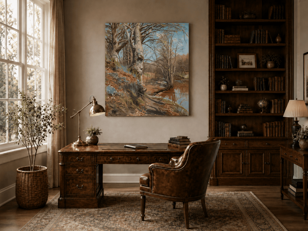 Landscape Oil Painting - Early Spring Woodland Stream