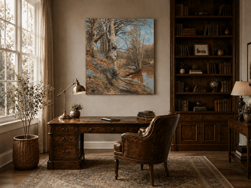 Landscape Oil Painting - Early Spring Woodland Stream