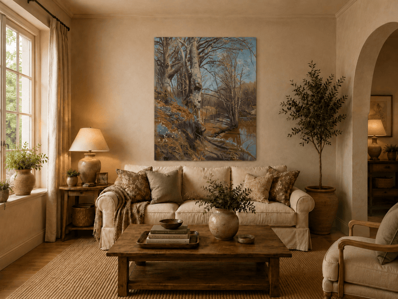 Landscape Oil Painting - Early Spring Woodland Stream