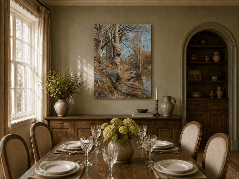 Landscape Oil Painting - Early Spring Woodland Stream
