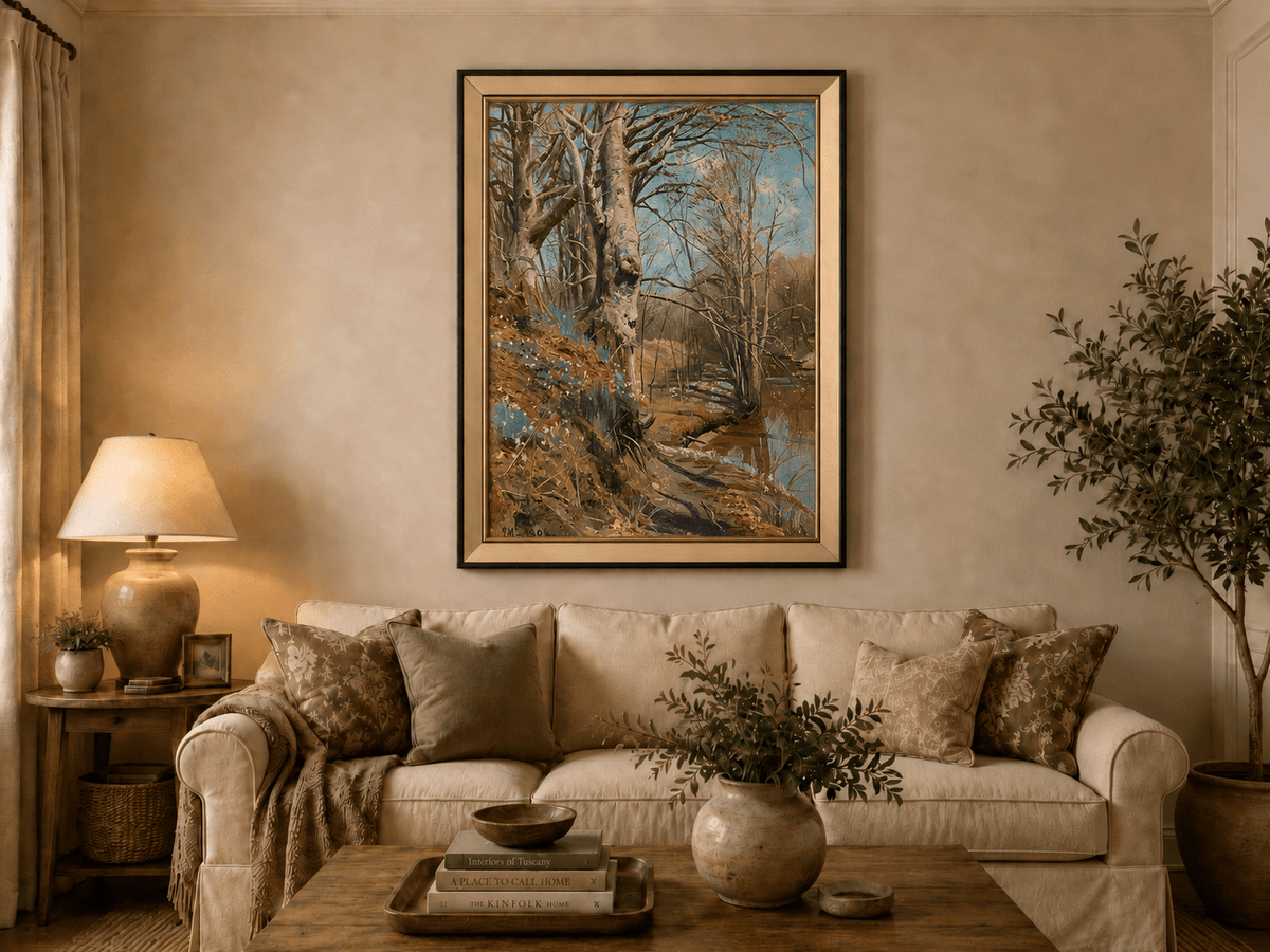 Landscape Oil Painting - Early Spring Woodland Stream