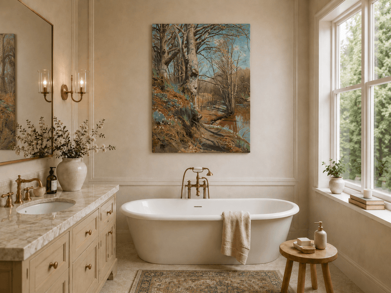 Landscape Oil Painting - Early Spring Woodland Stream
