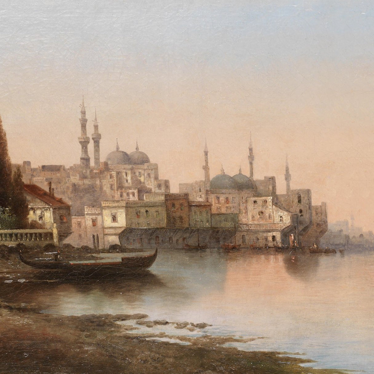 Landscape Oil Painting - Egyptian riverfront cityscape & mosques - Oil Painting Haven