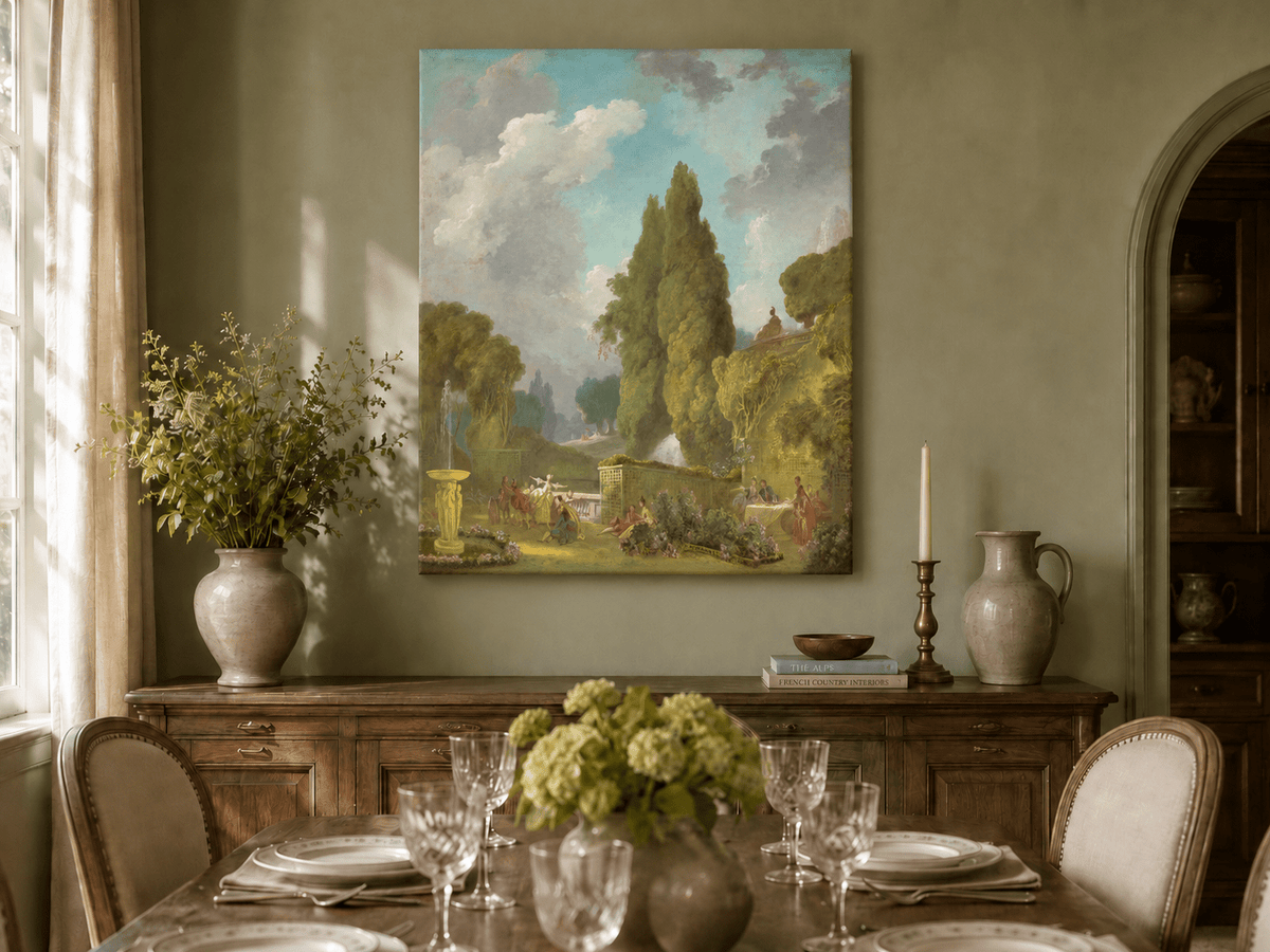 Peinture à l'huile de paysage - Rivière printanière avec pêcheur et arbres