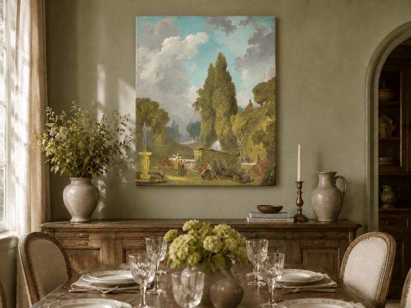 Peinture à l'huile de paysage - Rivière printanière avec pêcheur et arbres