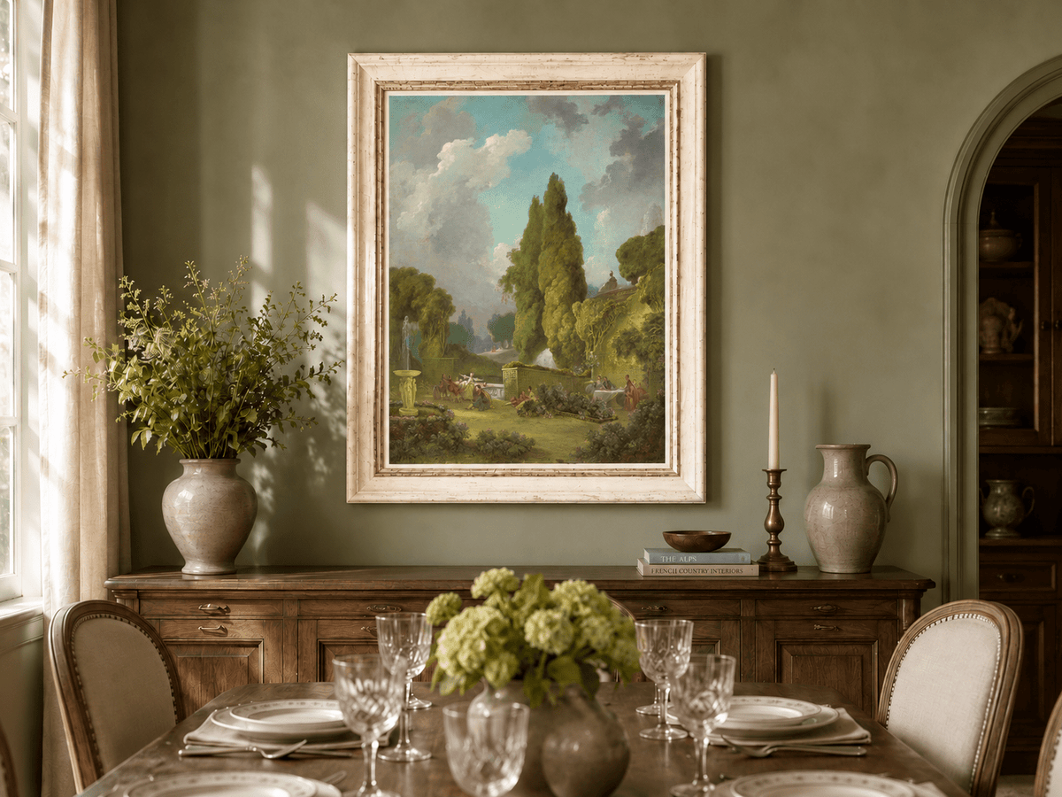 Peinture à l'huile de paysage - Rivière printanière avec pêcheur et arbres