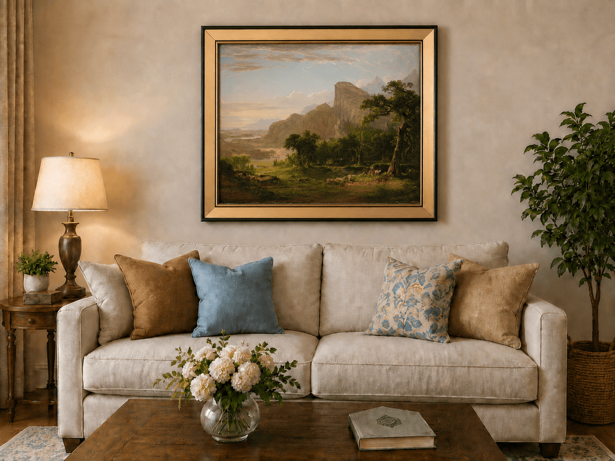 Peinture à l'huile de paysage - Pics éthérés et murmures verdoyants