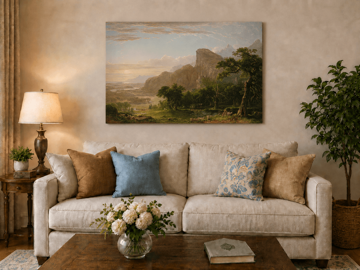 Peinture à l'huile de paysage - Pics éthérés et murmures verdoyants